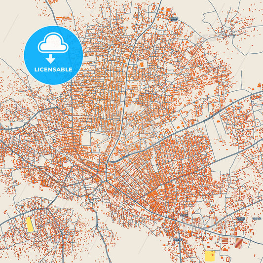 Colorful Lafia Street Map with Labels and Buildings