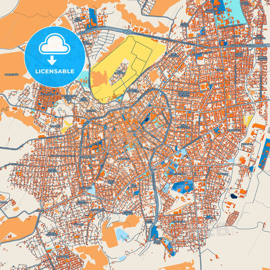 Colorful Lages Street Map with Labels and Buildings