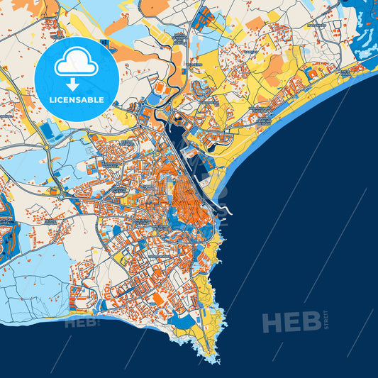 Colorful Lagos Street Map with Labels and Buildings