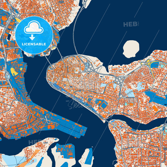 Colorful Lagos Street Map with Labels and Buildings