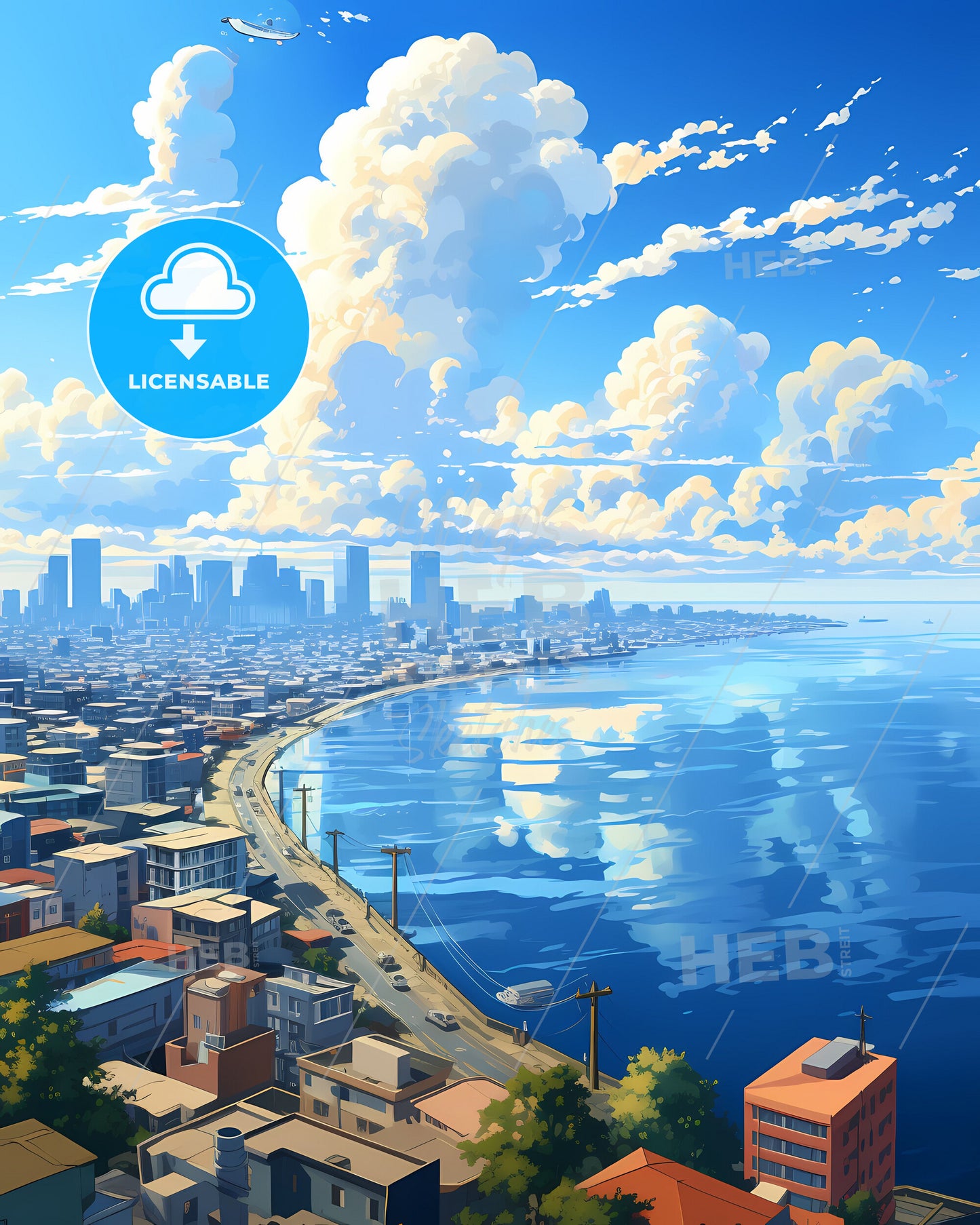 Vibrant Lagos Nigeria Skyline Painting - Urban African City Art Print