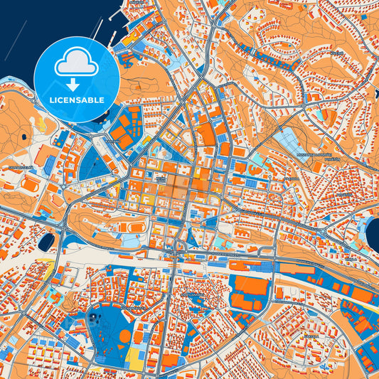 Colorful Lahti Street Map with Labels and Buildings
