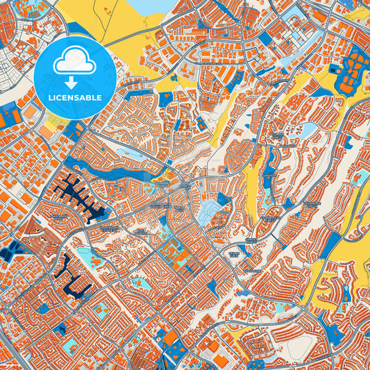 Colorful Lake Forest Street Map with Labels and Buildings