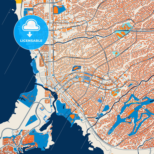 Colorful Lake Havasu City Street Map with Labels and Buildings