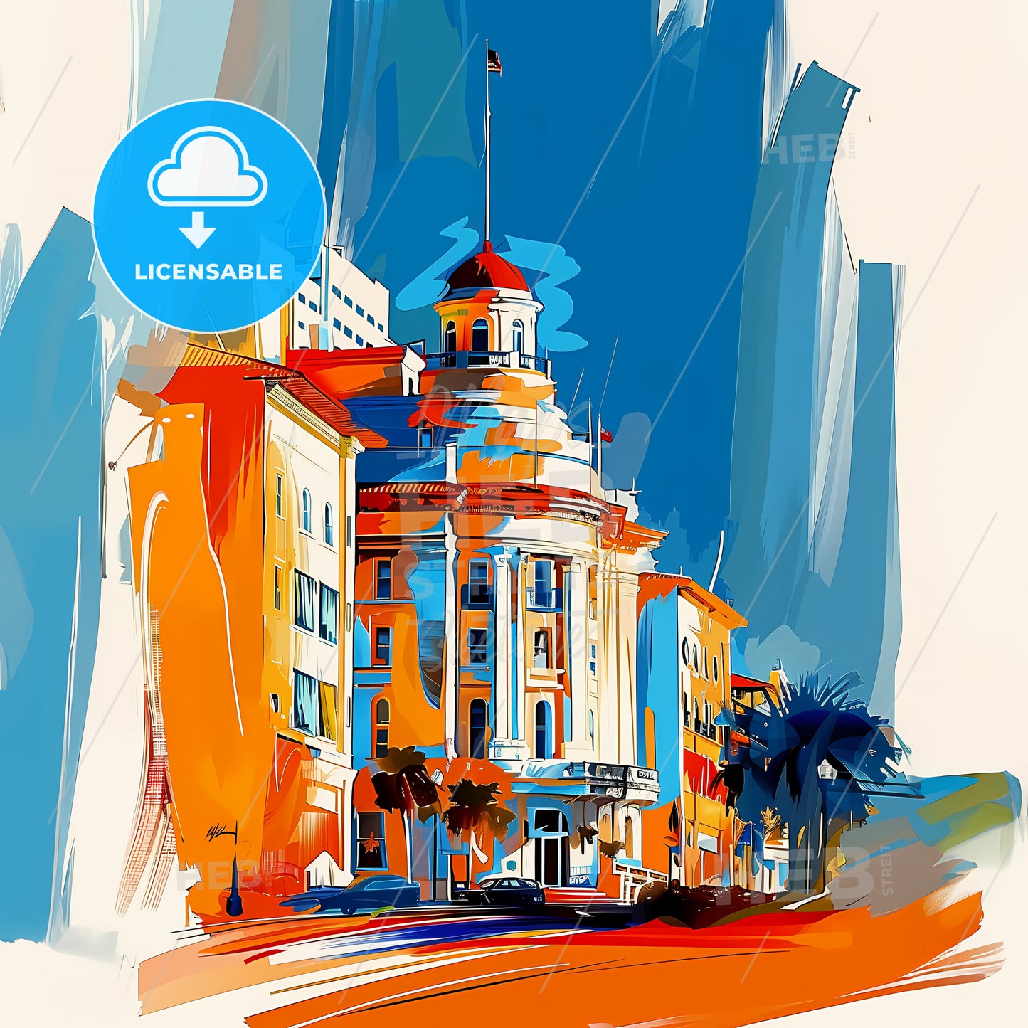 Vibrant Lakeland, Florida - A Painting Of A Building