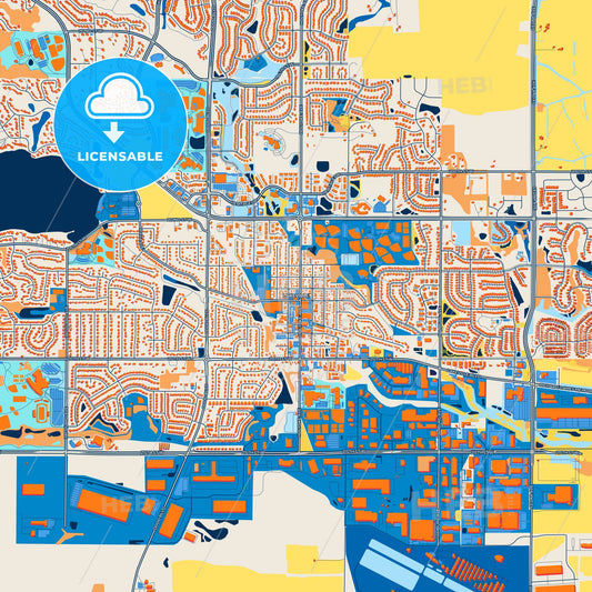Colorful Lakeville Street Map with Labels and Buildings