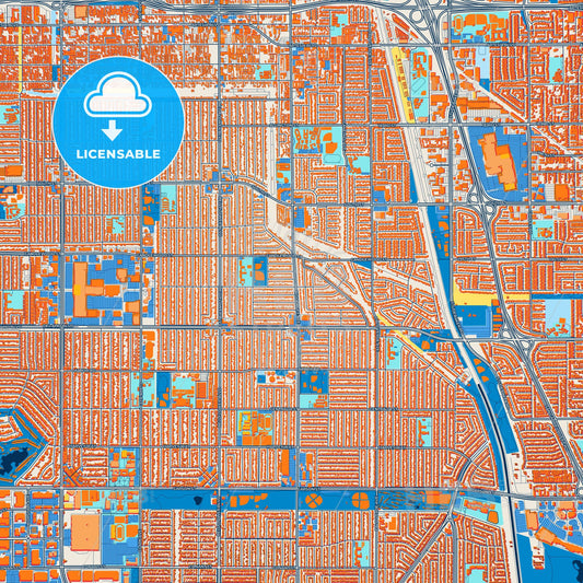 Colorful Lakewood Street Map with Labels and Buildings