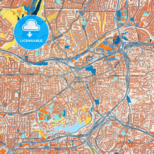 Colorful La Mesa Street Map with Labels and Buildings