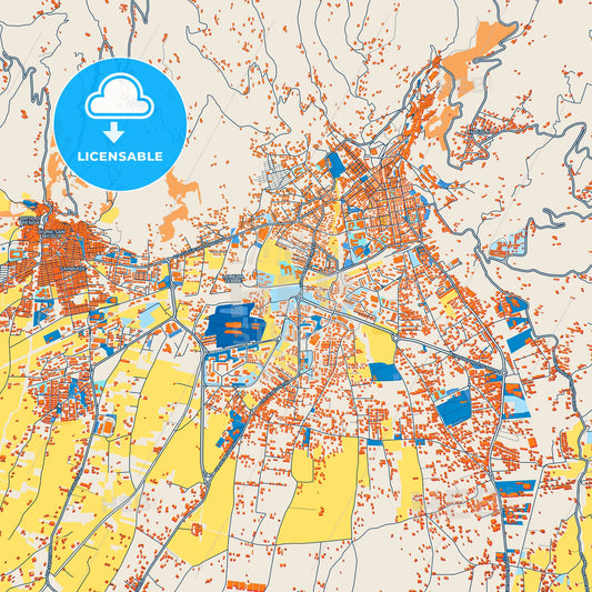 Colorful Lamezia Terme Street Map with Labels and Buildings