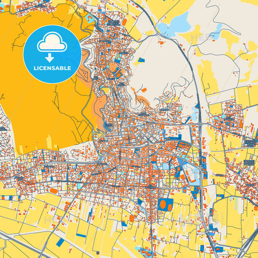 Colorful Lamia Street Map with Labels and Buildings