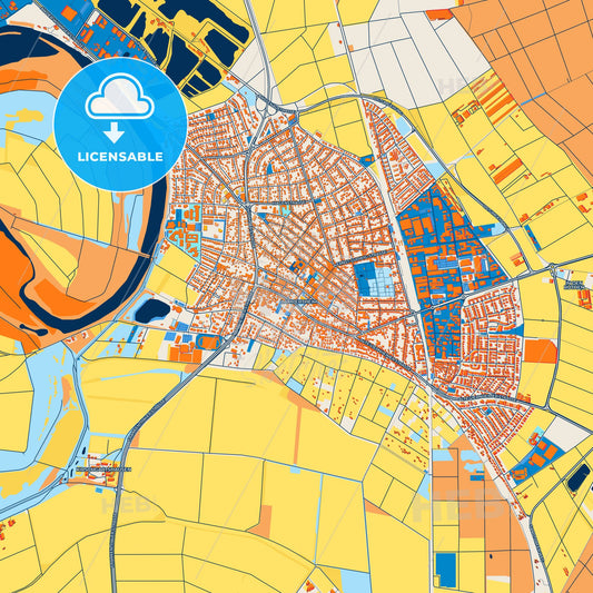 Colorful Lampertheim Street Map with Labels and Buildings