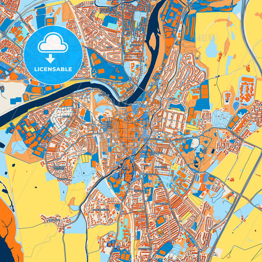 Colorful Lancaster Street Map with Labels and Buildings