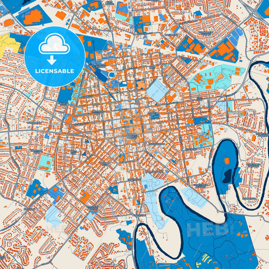 Colorful Lancaster Street Map with Labels and Buildings
