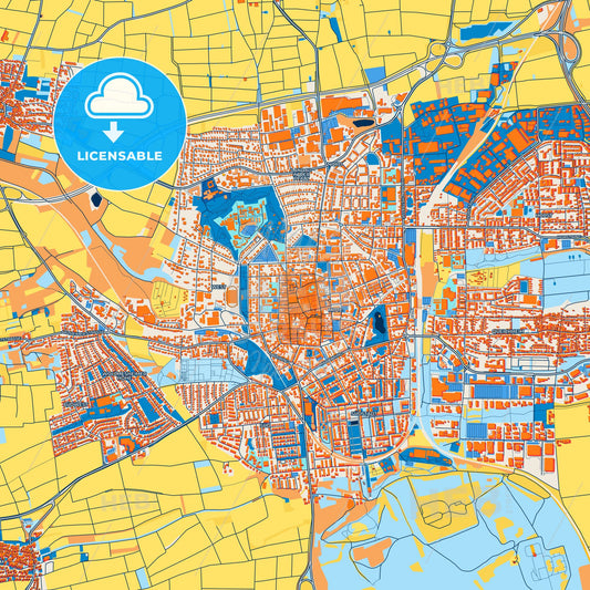 Colorful Landau in der Pfalz Street Map with Labels and Buildings