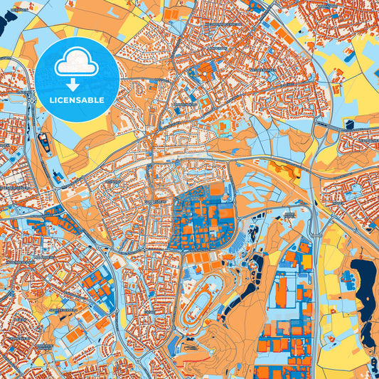 Colorful Landgraaf Street Map with Labels and Buildings