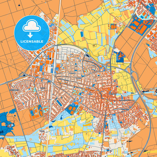 Colorful Langen Street Map with Labels and Buildings