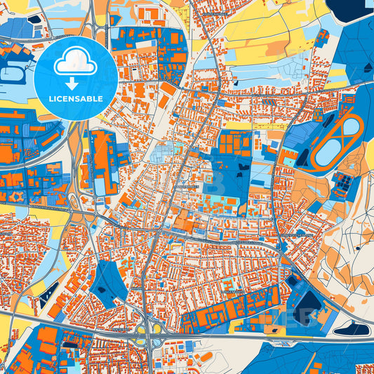 Colorful Langenhagen Street Map with Labels and Buildings