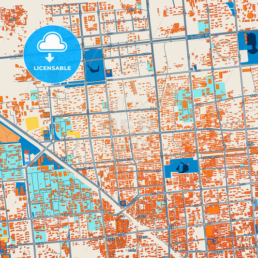 Colorful Langfang Street Map with Labels and Buildings