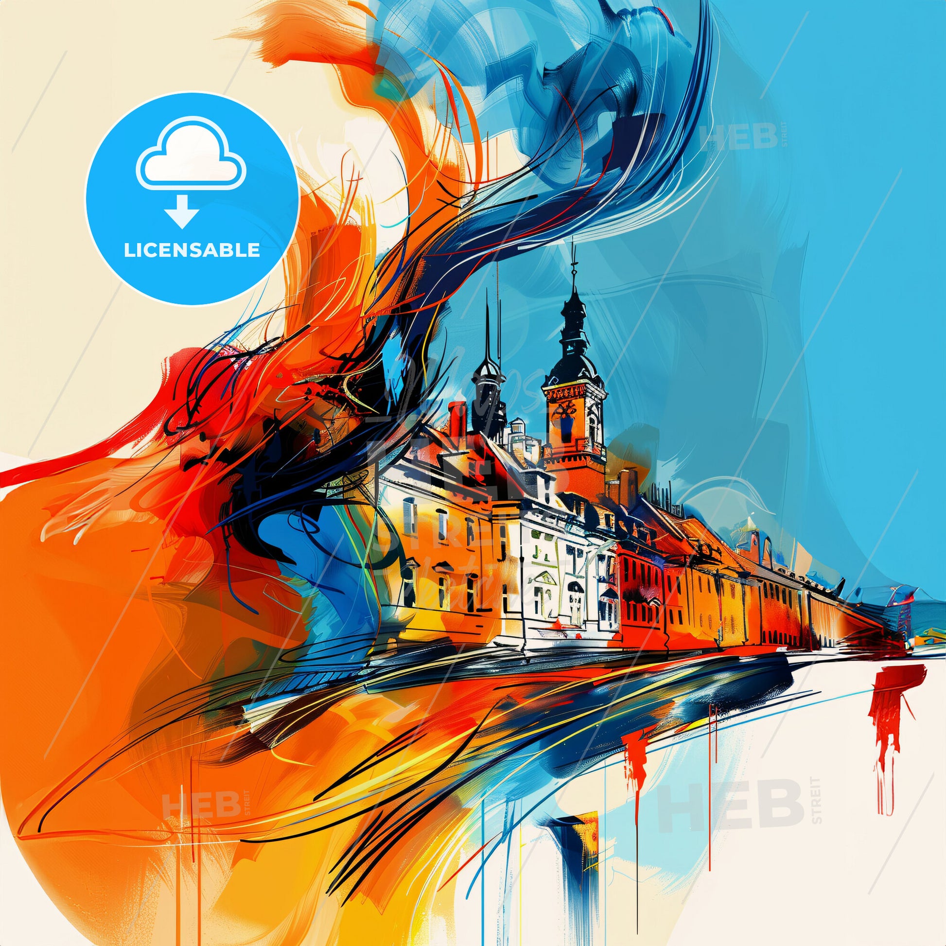 Vibrant Langley, Canada - A Colorful Painting Of Buildings