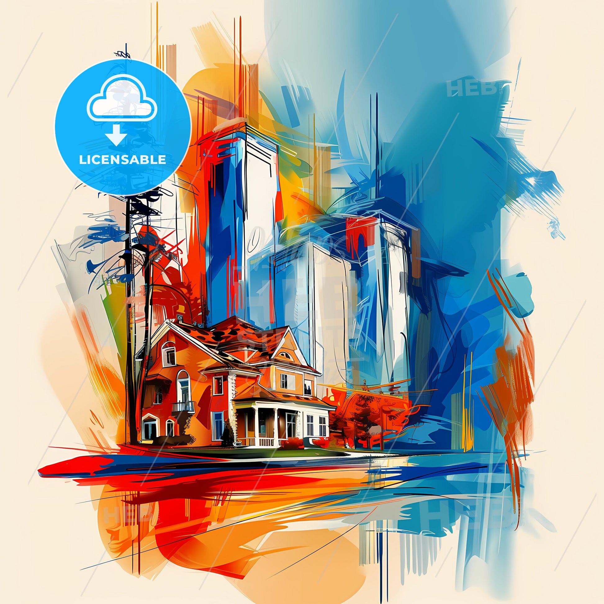 Vibrant Langley, Canada - A Painting Of A House And A Building