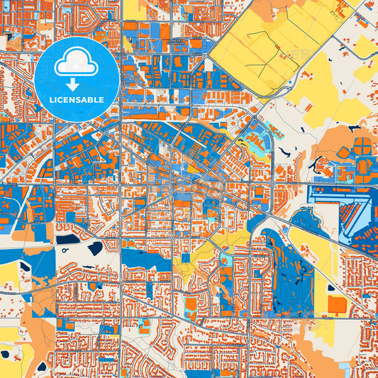Colorful Langley Street Map with Labels and Buildings
