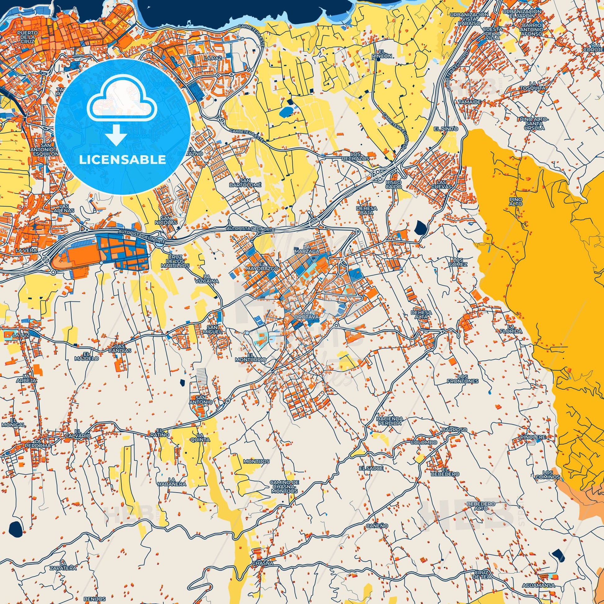 Colorful La Orotava Street Map with Labels and Buildings