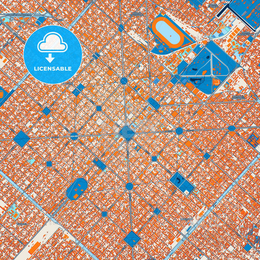 Colorful La Plata Street Map with Labels and Buildings