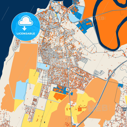 Colorful Larache Street Map with Labels and Buildings