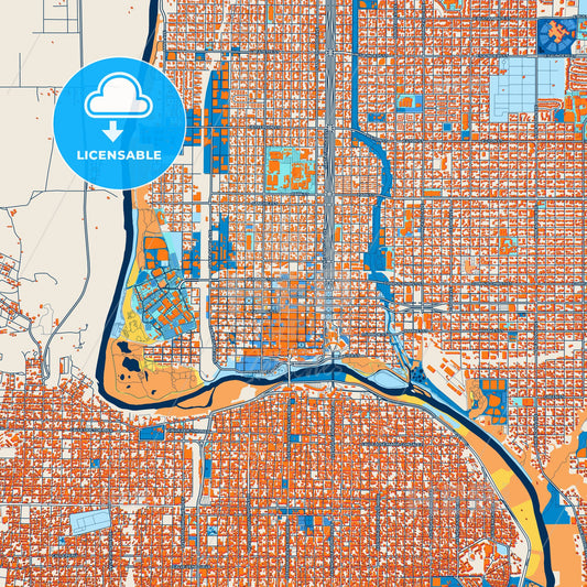 Colorful Laredo Street Map with Labels and Buildings