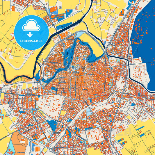 Colorful Larissa Street Map with Labels and Buildings