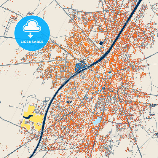 Colorful Larkana Street Map with Labels and Buildings