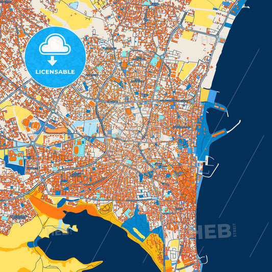 Colorful Larnaca   Street Map with Labels and Buildings
