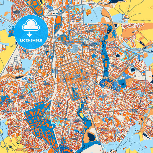 Colorful La Roche-sur-Yon Street Map with Labels and Buildings