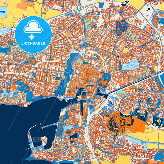Colorful La Rochelle Street Map with Labels and Buildings