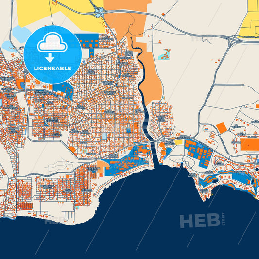 Colorful La Romana Street Map with Labels and Buildings
