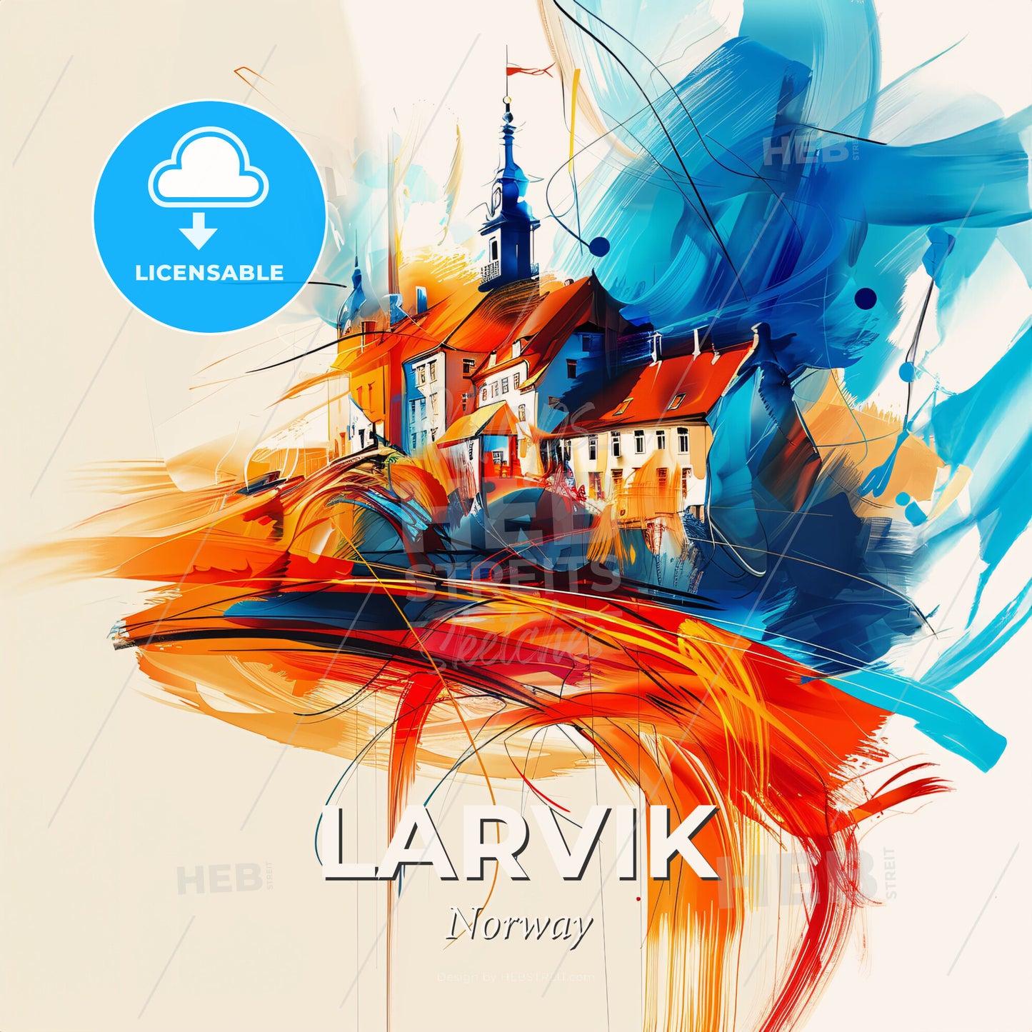 Vibrant Larvik, Norway - A Painting Of A Building - Square format print template