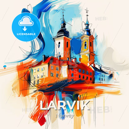 Vibrant Larvik, Norway - A Painting Of A Building - Square format print template