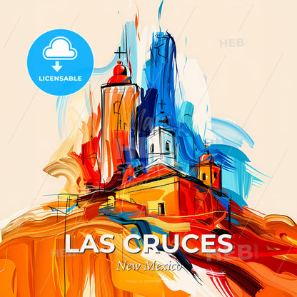 Vibrant Las Cruces, New Mexico - A Painting Of A Building On A Hill - Square format print template