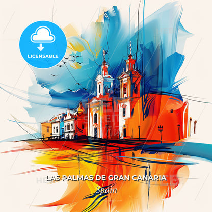 Vibrant Las Palmas De Gran Canaria, Spain - A Colorful Painting Of A Building - Square format print template