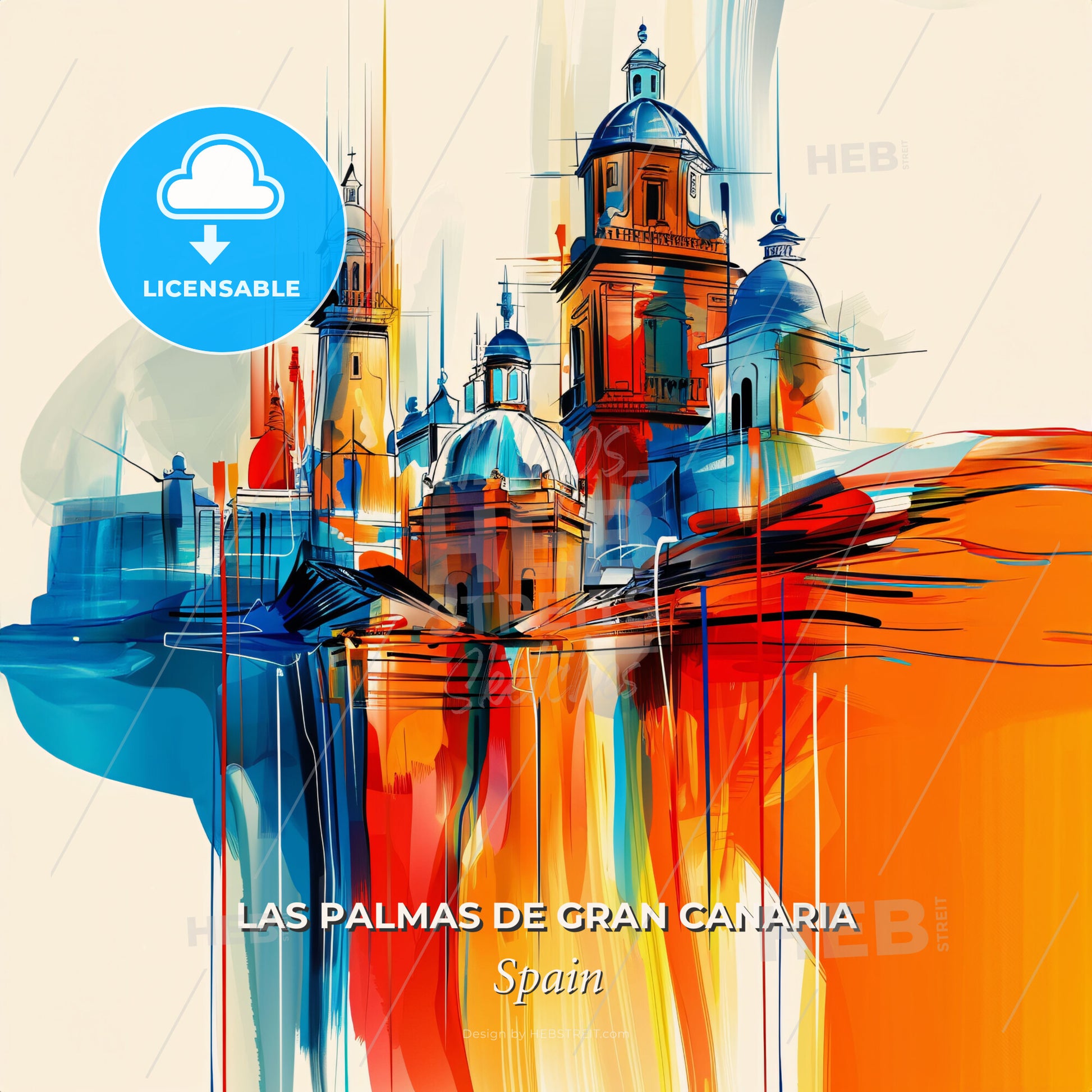 Vibrant Las Palmas De Gran Canaria, Spain - A Colorful Painting Of A Building - Square format print template