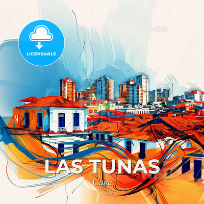 Vibrant Las Tunas, Cuba - A Colorful Painting Of A City - Square format print template