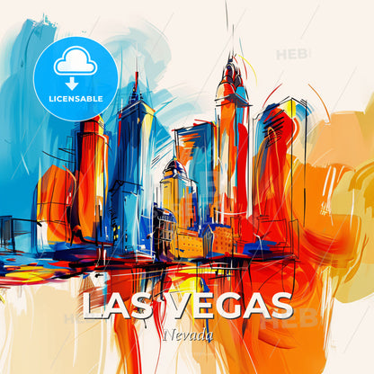 Vibrant Las Vegas, Nevada - A Painting Of A City - Square format print template