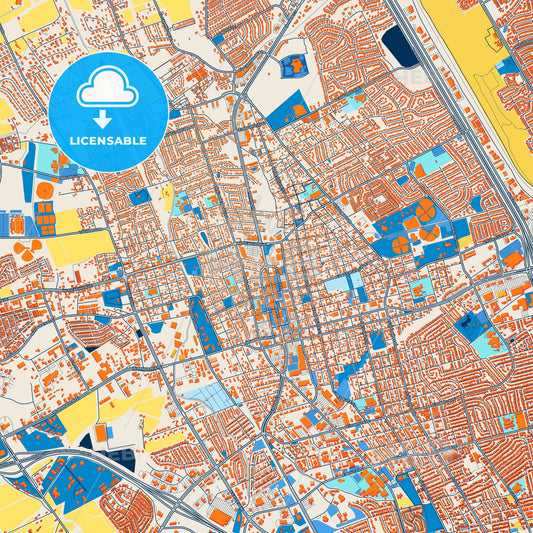 Colorful Las Cruces Street Map with Labels and Buildings
