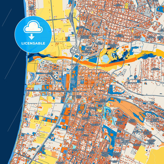Colorful La Serena Street Map with Labels and Buildings