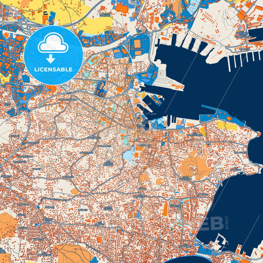 Colorful La Seyne-sur-Mer Street Map with Labels and Buildings