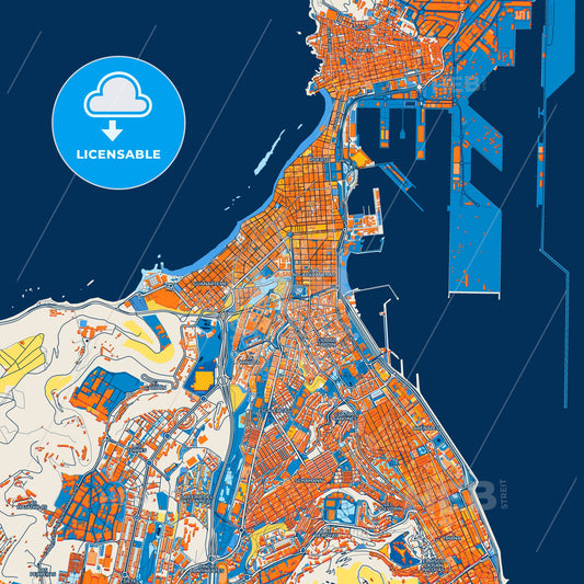 Colorful Las Palmas de Gran Canaria Street Map with Labels and Buildings