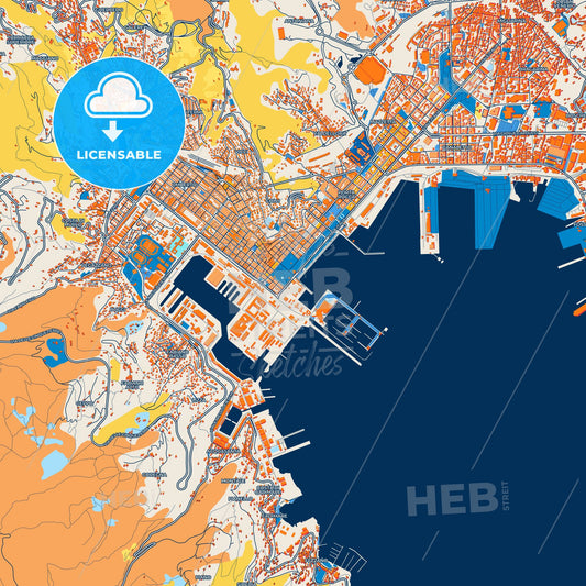 Colorful La Spezia Street Map with Labels and Buildings