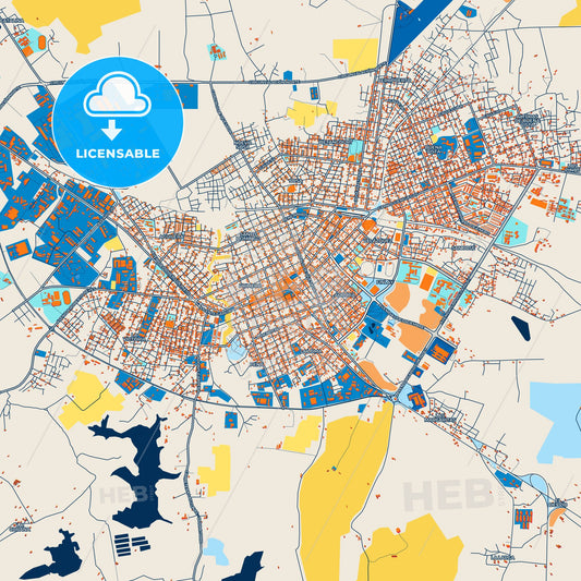 Colorful Las Tunas Street Map with Labels and Buildings