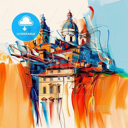 Vibrant Latina, Italy - A Painting Of A Building