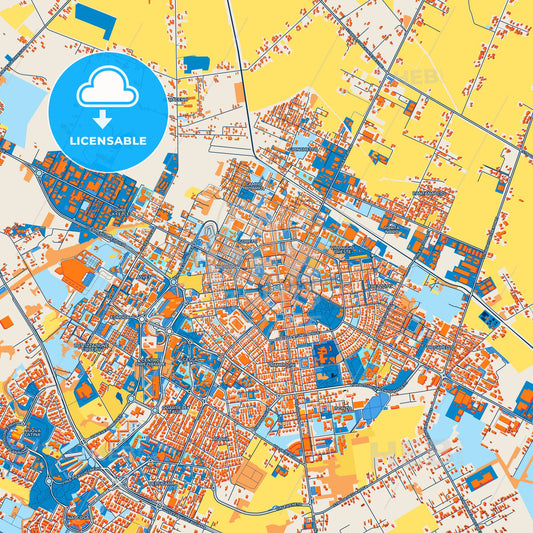 Colorful Latina Street Map with Labels and Buildings